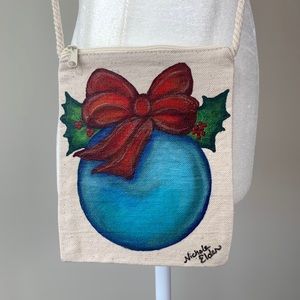 Christmas Ornament Canvas Purse Hand Painted